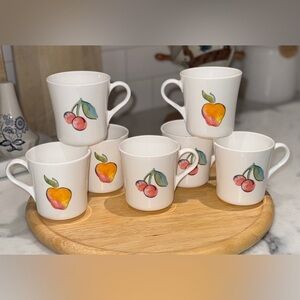 VINTAGE CORNING WARE CORELLE Fruit Basket Coffee Mugs Set of 7